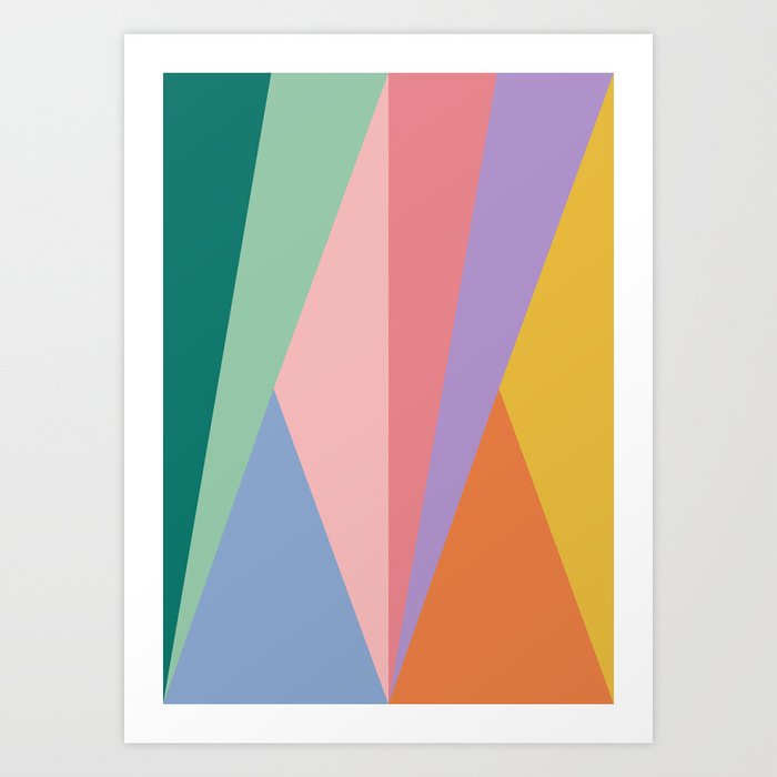 Geometric Triangles I Rainbow Art Print
