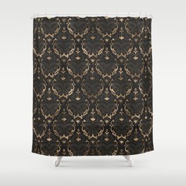 Persian Oriental Pattern - Black Leather and gold Shower Curtain