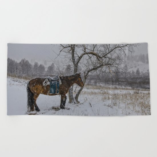 Winter Horse III Beach Towel