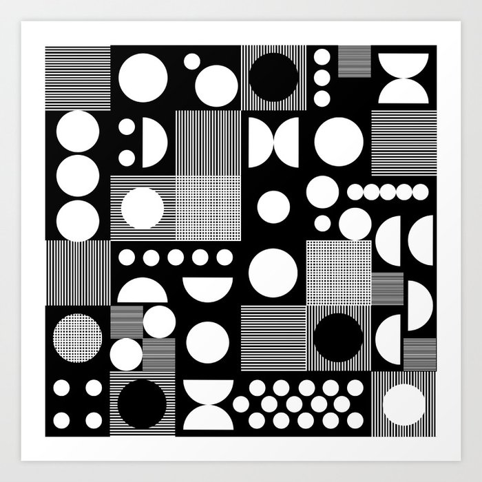 Black And White Minimal Pattern Abstract Scandi Design Geometric