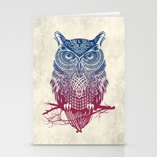 Evening Warrior Owl Stationery Cards