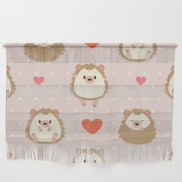 Cute Hedgehog And Heart Pattern Wall Hanging