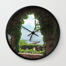 Gorgeous Garden Ocean Views Wall Clock