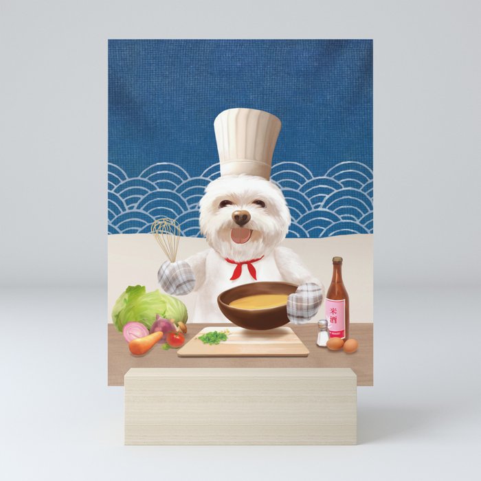 Dog In Chef Hat Cooks Soup Mini Art Print