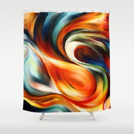 Forces of Nature series. Composition of colorful paint and abstract shapes, modern art, abstract art, expressionism and spirituality Shower Curtain