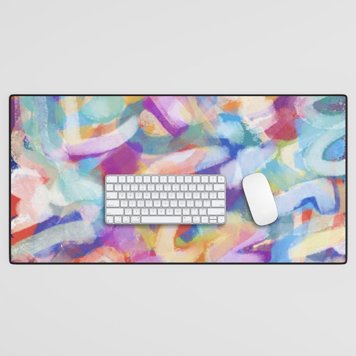 Pastel Abstract Colorful Art by Emmanuel Signorino  Desk Mat