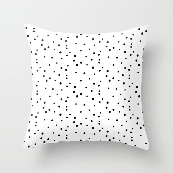 Dalmatian Polka Dots - White Black Throw Pillow