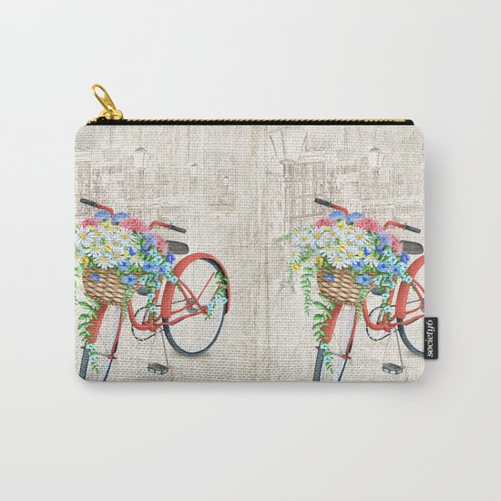 Red bike & white daisy Carry-All Pouch