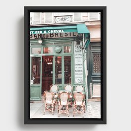Paris Cafe Mint Green Photography Framed Canvas
