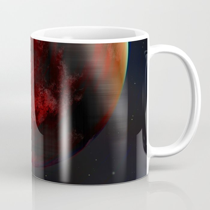 Red Glitch Planet Coffee Mug