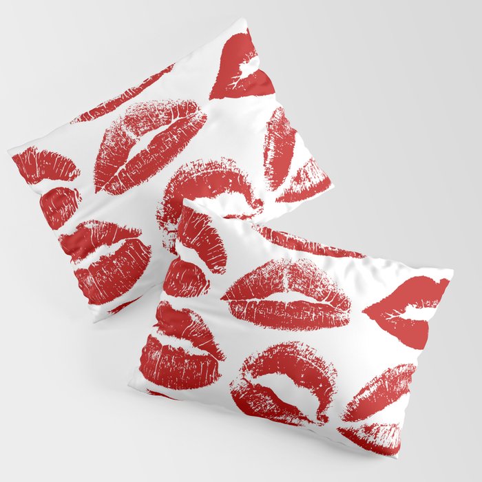 red lipstick kisses Pillow Sham