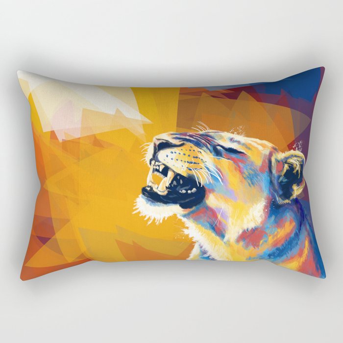 In the Sunlight - Lion portrait, animal digital art Rectangular Pillow