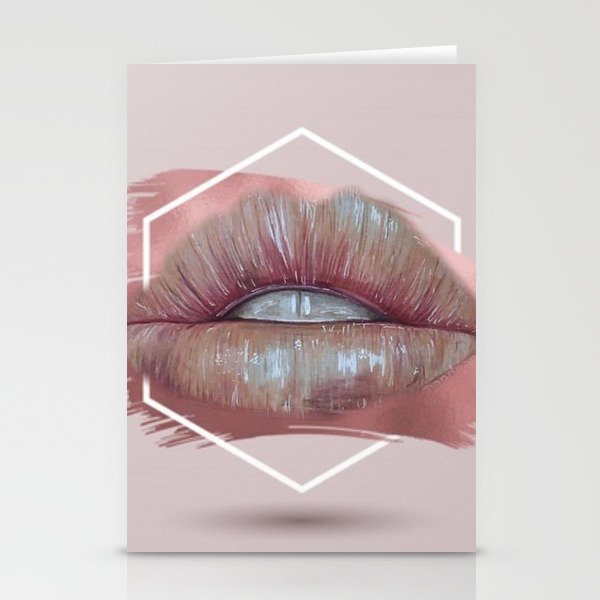 Natural Pink Lips Stationery Cards