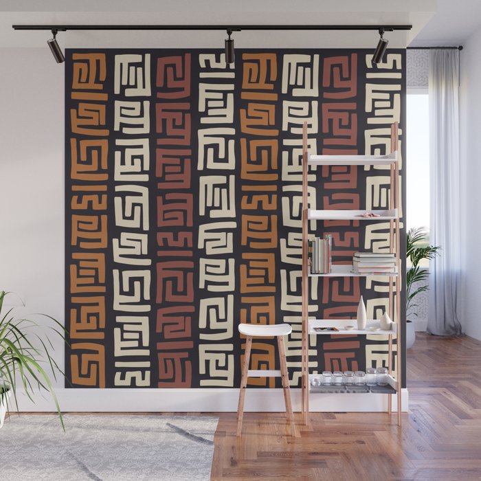 African Kuba Cloth Wall Mural by dayone Society6