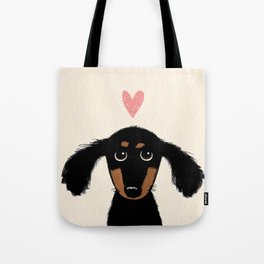 Dachshund Love | Cute Longhaired Black and Tan Wiener Dog Tote Bag