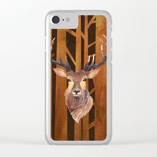 Proud deer in forest 1- Watercolor illustration Clear iPhone Case