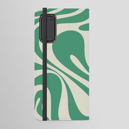Mod Swirl Retro Abstract Pattern in Jade Green and Cream Android Wallet Case