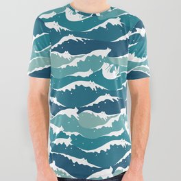 Cat waves pattern All Over Graphic Tee