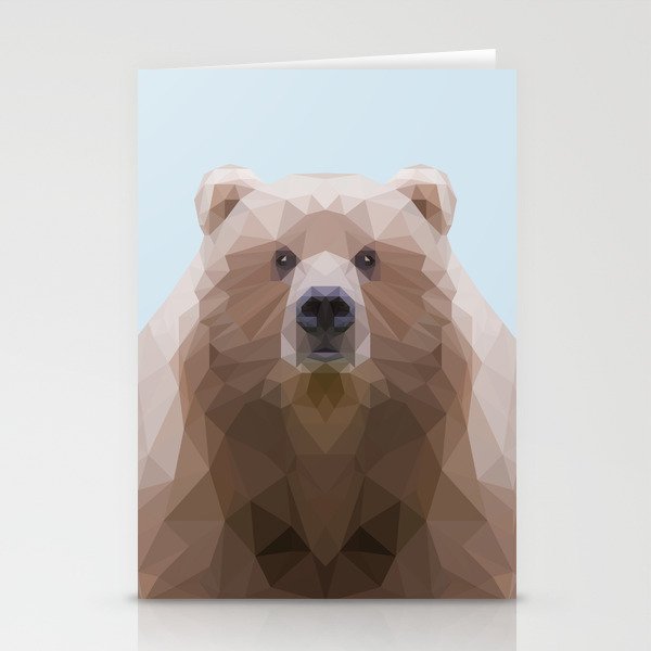 Cute geometric bear on blue/grey background Stationery Cards