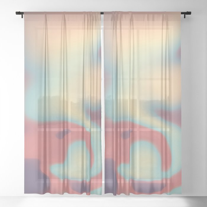 Melted Liquid Sunset Gradient Fluid Abstract Artwork Sheer Curtain