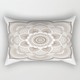 Beige & White Mandala Rectangular Pillow