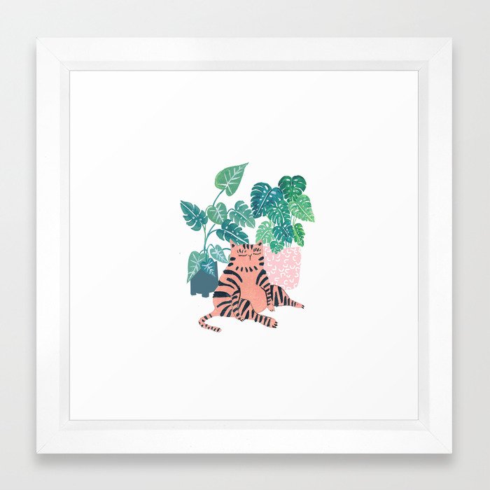 Fat Plant Kitty Framed Art Print