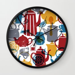 Tea Art Retro Vintage Colors Wall Clock