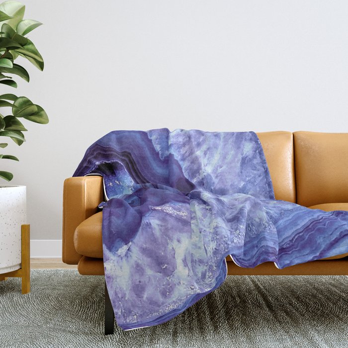 Periwinkle Blue Quartz Crystal Throw Blanket by Whimsy Romance and