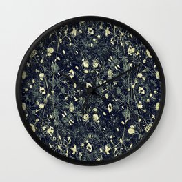 Dark Floral Collage Pattern Wall Clock
