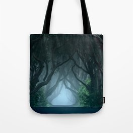 Cold foggy morning in Dark Hedges Tote Bag