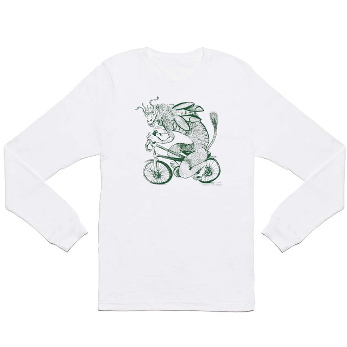 Tengu on a Bike - green Long Sleeve T Shirt