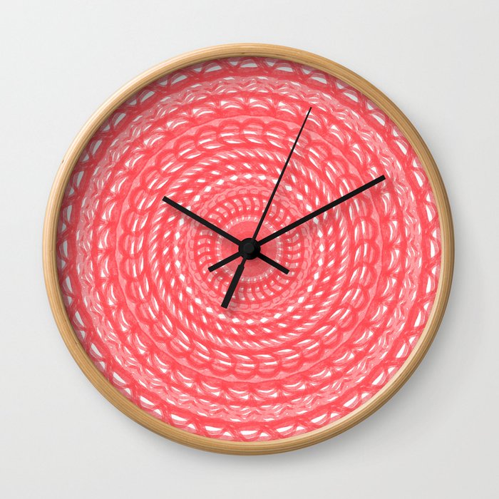 Pink Denim Mandala Wall Clock