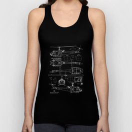 US Army Military Patriot Veteran UH 1 Helicopter Diagram Tank Top