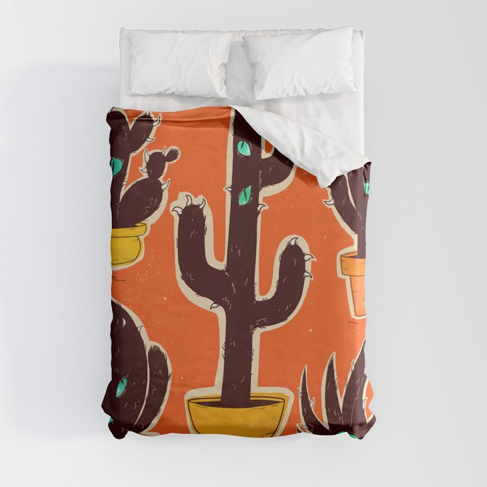 Cat//Cactus Duvet Cover