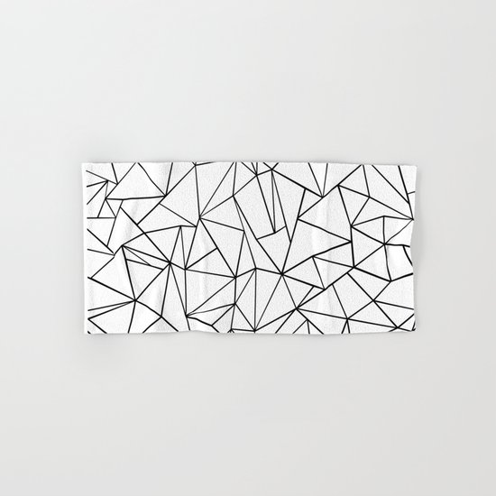 Abstract Outline Black on White Hand & Bath Towel