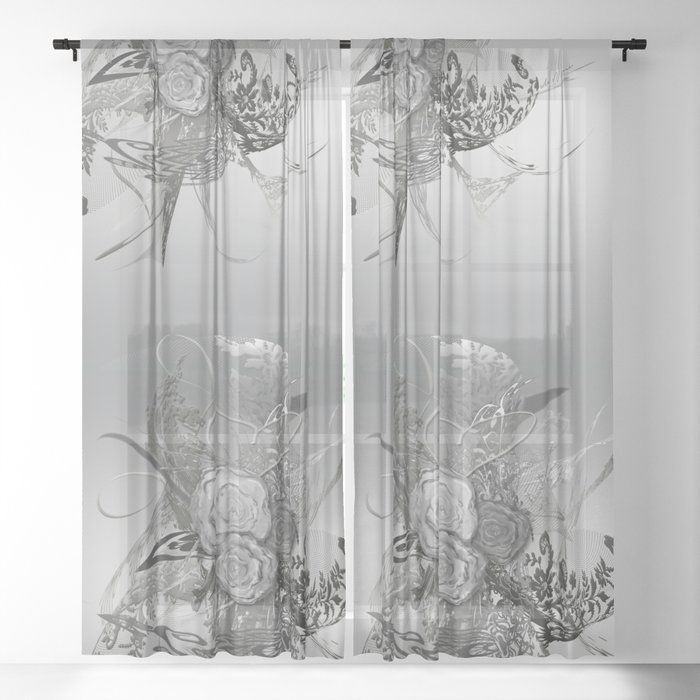 50 Shades Of Lace Silver Silver Sheer Curtain By Mjvision Society6