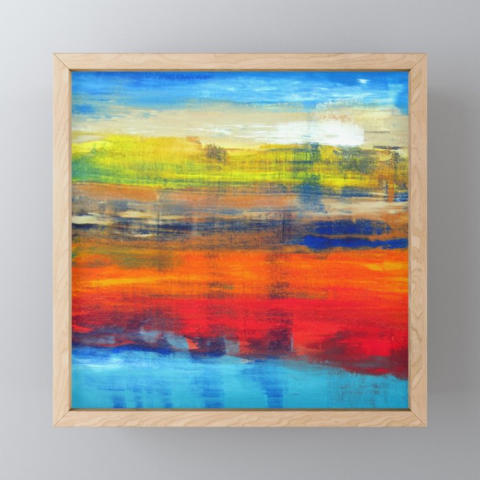 Horizon Blue Orange Red Abstract Art Framed Mini Art Print By Art By Lang Society6