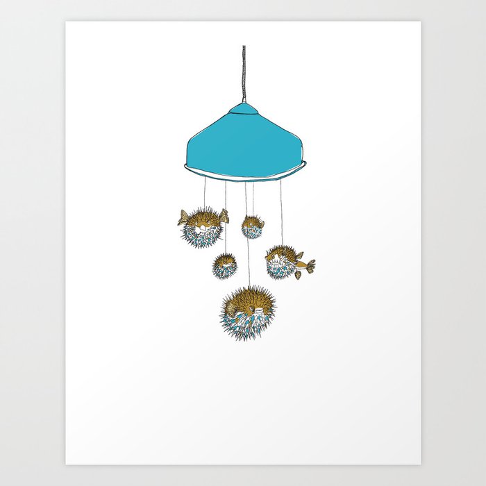 Hanging Blowfish Art Print