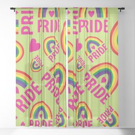 Rainbow Pride and Pink Hearts Sheer Curtain