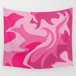 Hot Pink Liquid Swirls Wall Tapestry