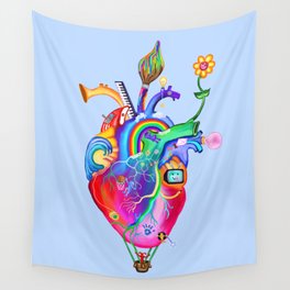 Colorful Whimsical Childhood Heart Wall Tapestry