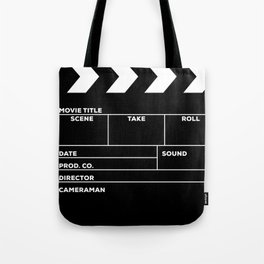 Movies Director Filmmaker Movie Slate Film Slate Clapperboard Black White Tote Bag