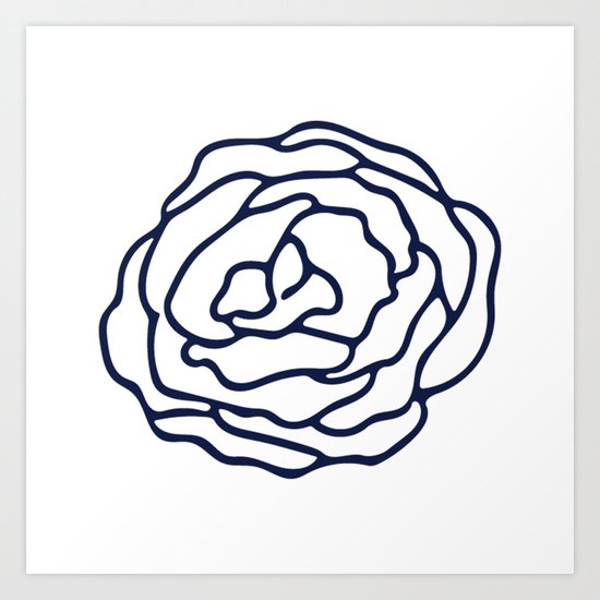Rose Nautical Navy on White Art Print
