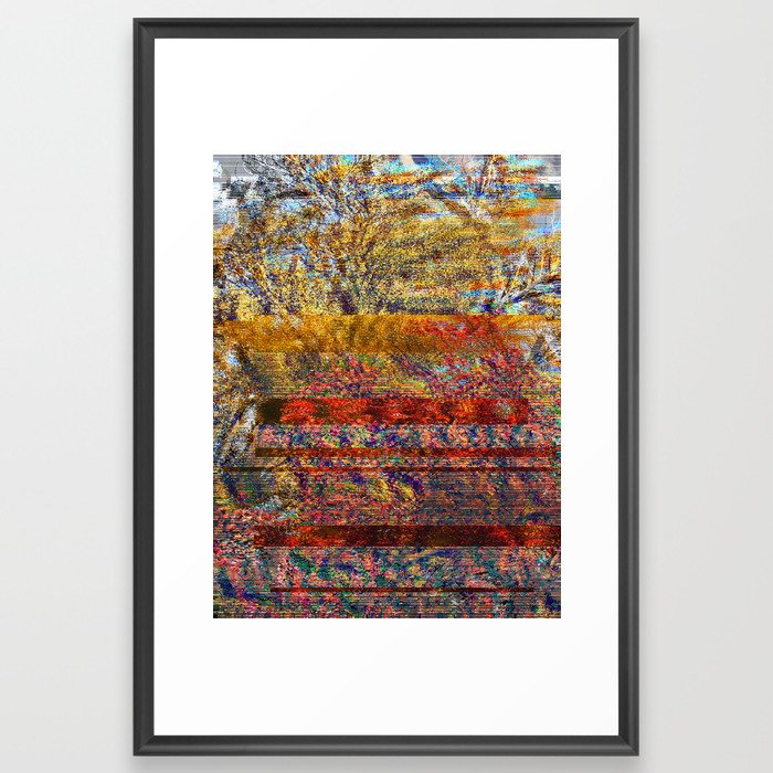 Autumn Ginkgo & Dogwood Glitch'd Framed Art Print