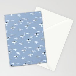 Robin airplanes and gliders fly in the sky. Serene and cute pattern. Stationery Card