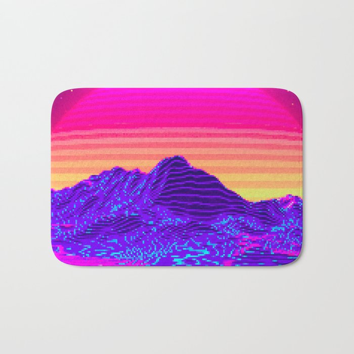 80s Sunset Retro Pixel Art Bath Mat