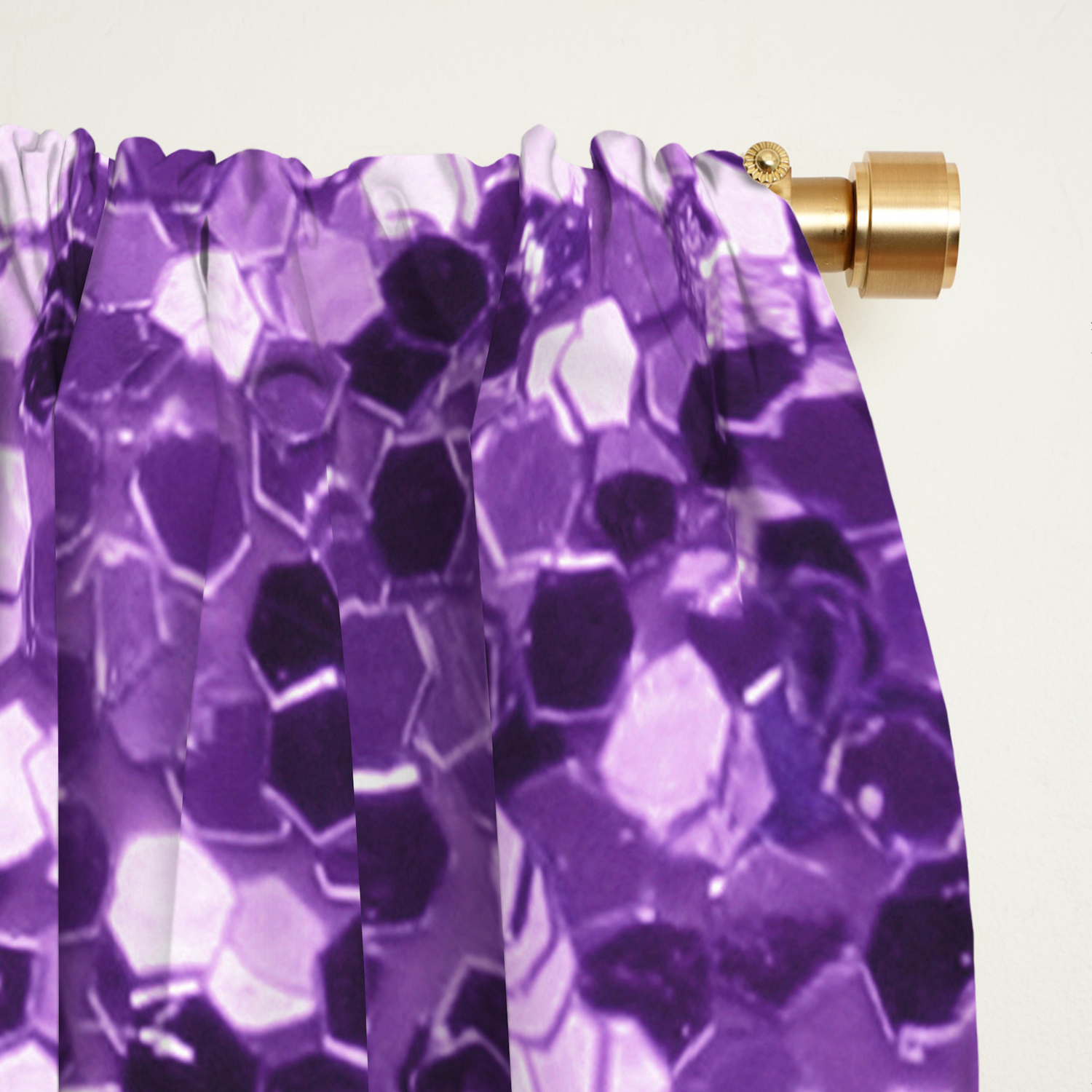 Trendy Girly Modern Purple Faux Sequins Blackout Curtain By