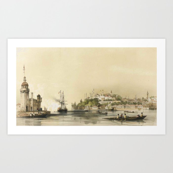 Entrance To The Bosphorus Istanbul Maiden S Tower Seraglio Point Andre Louis De Sinety Montpens Art Print By Asarstudios Society6