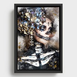 Halloween Skeleton Skull Woman Beauty Makeup Framed Canvas