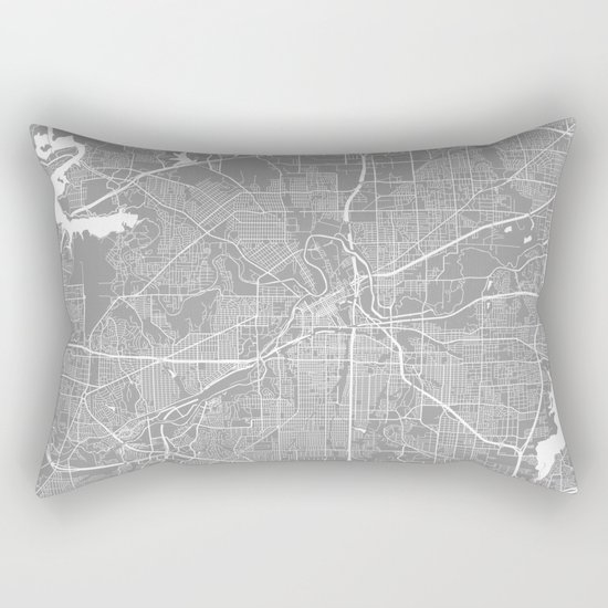 Fort Worth map grey Rectangular Pillow